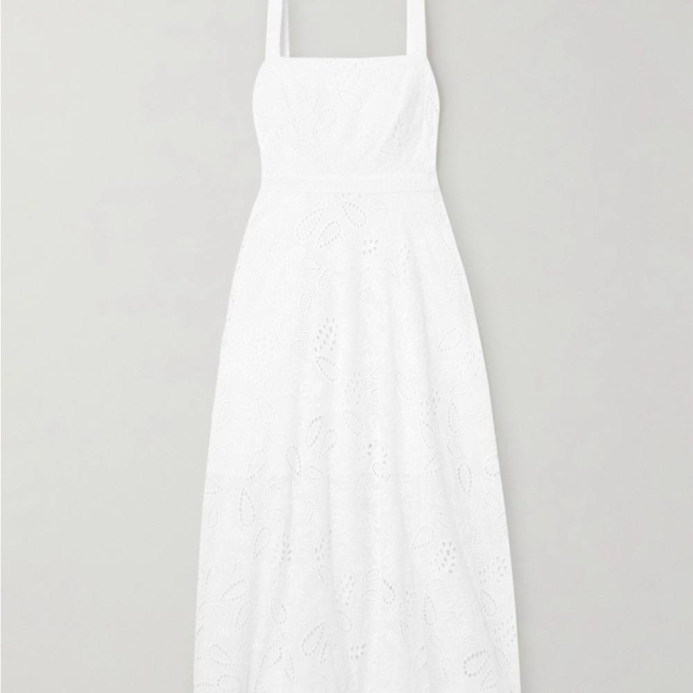 SALONI White Aubrey C  broderie Angelis midi dress 6 worn once!!!